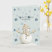 Mint Blue Snowflakes Snowman Christmas Kaart (Gele Bloem)