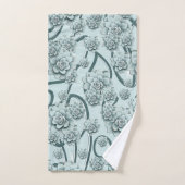 Mint Blue Succulents on Pine Green Trellis Herhale Bad Handdoek (Handdoek)