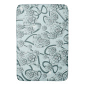 Mint Blue Succulents on Pine Green Trellis Herhale Badmat (Voorkant Verticaal)