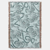 Mint Blue Succulents on Pine Green Trellis Herhale Deken (Voorkant Verticaal)