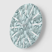 Mint Blue Succulents on Pine Green Trellis Herhale Grote Klok (Hoek)