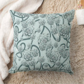 Mint Blue Succulents on Pine Green Trellis Herhale Kussen (Deken)