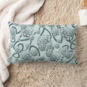 Mint Blue Succulents on Pine Green Trellis Herhale Kussen (Deken)