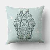 Mint Blue Succulents on Pine Green Trellis Herhale Kussen (Achterkant)