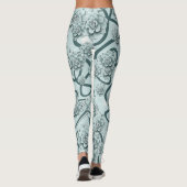 Mint Blue Succulents on Pine Green Trellis Herhale Leggings (Achterkant)