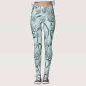 Mint Blue Succulents on Pine Green Trellis Herhale Leggings (Voorkant)