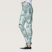 Mint Blue Succulents on Pine Green Trellis Herhale Leggings (Links)