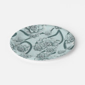 Mint Blue Succulents on Pine Green Trellis Herhale Papieren Bordje (Gekanteld)