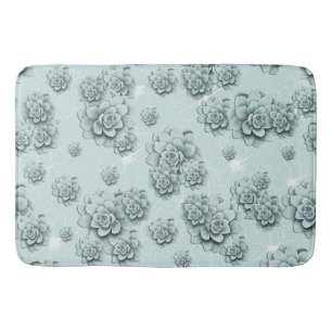 Mint Blue Succulents op platte patroon Herhalen Badmat