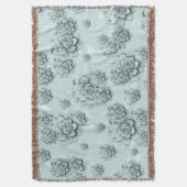 Mint Blue Succulents op platte patroon Herhalen Deken (Voorkant Verticaal)