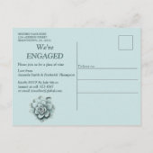 Mint Blue tot Pine Green Succulents Verloving Uitnodiging Briefkaart (Achterkant)