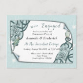 Mint Blue tot Pine Green Succulents Verloving Uitnodiging Briefkaart (Voorkant)