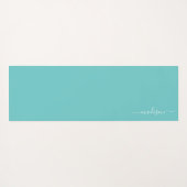Mint Blue | Waterverf bloemen Monogram Yoga Mat (Achterkant (horizontaal))