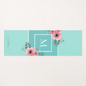 Mint Blue | Waterverf bloemen Monogram Yoga Mat (Voorkant (horizontaal))