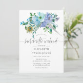 Mint & Blue Waterverf Boho Bachelorette Weekend Kaart (Staand voorkant)