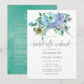 Mint & Blue Waterverf Boho Bachelorette Weekend Kaart (Voorkant / Achterkant)
