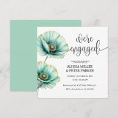 Mint Blue Waterverf Engagement Party Invitation Save The Date (Voorkant / Achterkant)