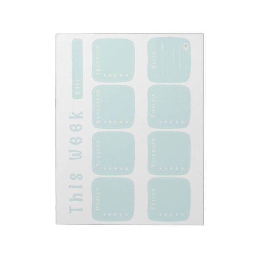 Mint Blue Weekplanner Kalender Notitieblok (Linkerzijde)