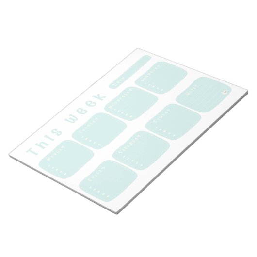 Mint Blue Weekplanner Kalender Notitieblok (Schuin)