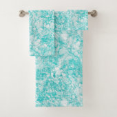 Mint Blue & White Marble Texture Bad Handdoek (Insitu)