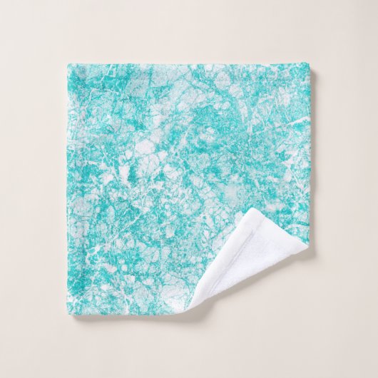 Mint Blue & White Marble Texture Bad Handdoek (Wasdoekje)