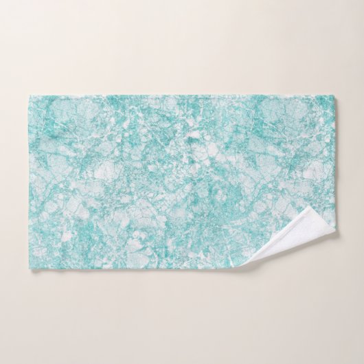 Mint Blue & White Marble Texture Bad Handdoek (Handdoek)