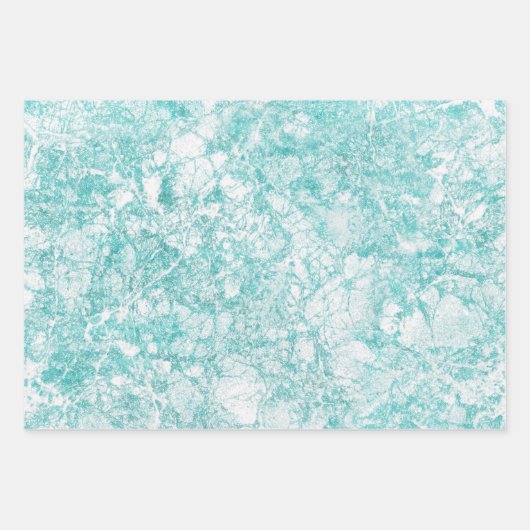 Mint Blue & White Marble Texture Inpakpapier Vel (Voorkant 3)