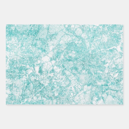 Mint Blue & White Marble Texture Inpakpapier Vel (Voorkant 2)