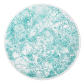 Mint Blue & White Marble Texture Keramische Knop (Voorkant)
