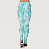 Mint Blue & White Marble Texture Leggings (Achterkant)