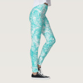 Mint Blue & White Marble Texture Leggings (Rechts)