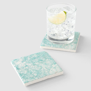 Mint Blue & White Marble Texture Stenen Onderzetter
