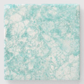 Mint Blue & White Marble Texture Stenen Onderzetter (Voorkant)