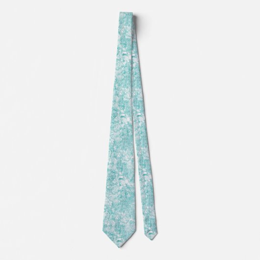 Mint Blue & White Marble Texture Stropdas (Voorkant)
