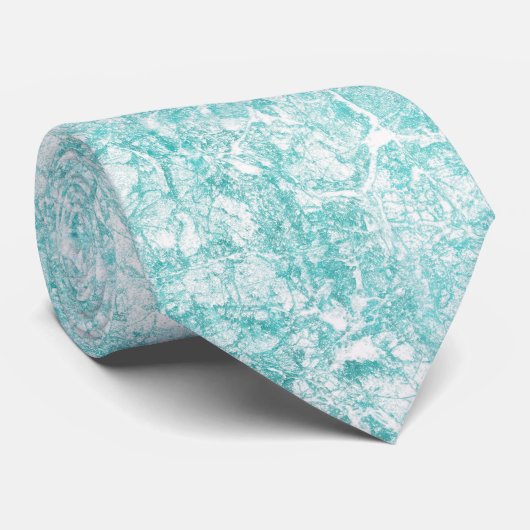 Mint Blue & White Marble Texture Stropdas (Opgerold)