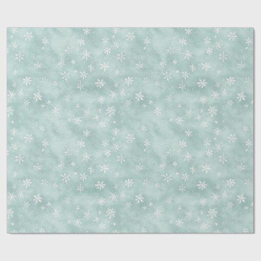 Mint Blue White Snowflakes Christmas Cadeaupapier (Vlak)