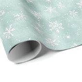 Mint Blue White Snowflakes Christmas Cadeaupapier (Rol Hoek)