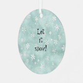 Mint Blue White Snowflakes Peppermint Christmas Metalen Ornament (Voorkant links)