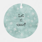 Mint Blue White Snowflakes Peppermint Christmas Metalen Ornament (Voorkant)
