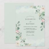 Mint Blush Eucalyptus Bruiloft Kaart (Voorkant / Achterkant)