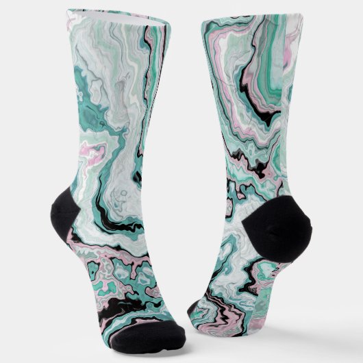 Mint Blush Marmer Agate Dromen Sokken (Gebogen)