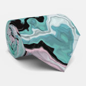 Mint Blush Marmer Agate Dromen Stropdas (Opgerold)