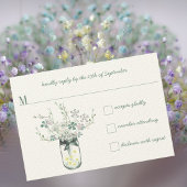 Mint Blush Mint Jar Wildflower Bruiloft RSVP Kaartje