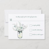 Mint Blush Mint Jar Wildflower Bruiloft RSVP Kaartje (Voorkant)