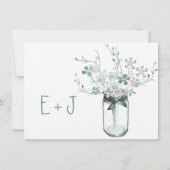Mint Blush Pink Mason Jar Wild Flower Wedding Kaart (Achterkant)