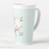Mint Blush Pink White Rose Flowers Latte Mok (Rechterhoek)