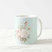 Mint Blush Pink White Roses Floral Koffiemok (Voorkant rechts)