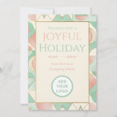 Mint & Blush Retro | Logo-Ready Corporate Feestdagenkaart (Voorkant)