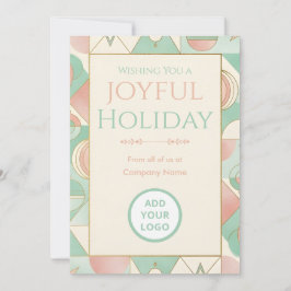 Mint & Blush Retro | Logo-Ready Corporate Feestdagenkaart