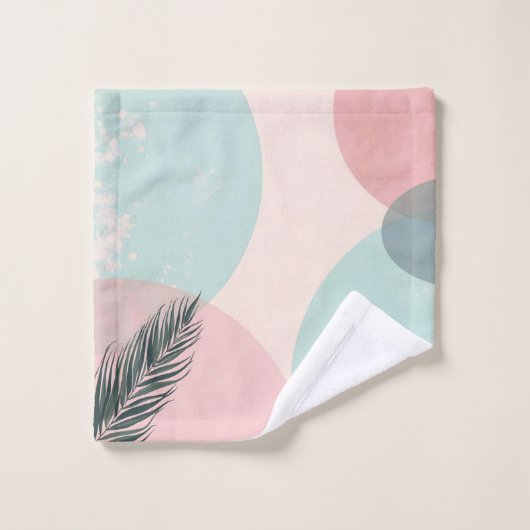 Mint Blush Roze Abstract Moderne Collectie Bad Handdoek (Wasdoekje)